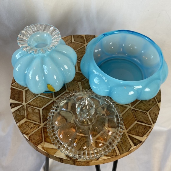 Fenton Blue and Clear Glass Set 🩵🤍 3 Pieces! - Picture 2 of 8